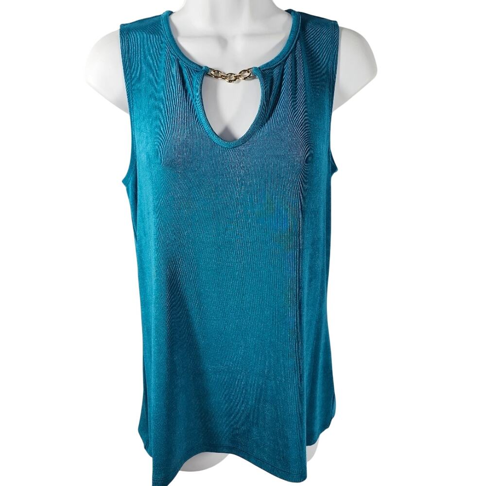Dana Buchman Travel Anywhere Sleeveless Teal Dressy Top NWT Women's SMALL